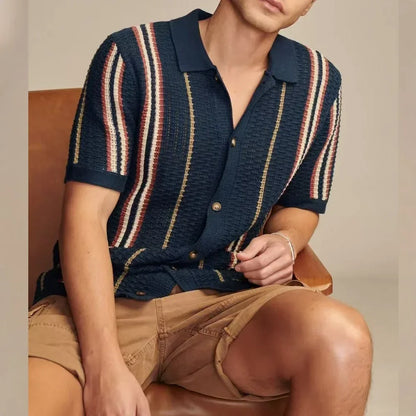 Camisa Crochê Italiano Refinado Algodão Premium Casual Moderno Manga Curta Sartong Wrocław®