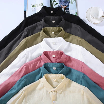 Camisa Linho Puro Premium Casual Refinado Luxuoso Sartong San Mijas®