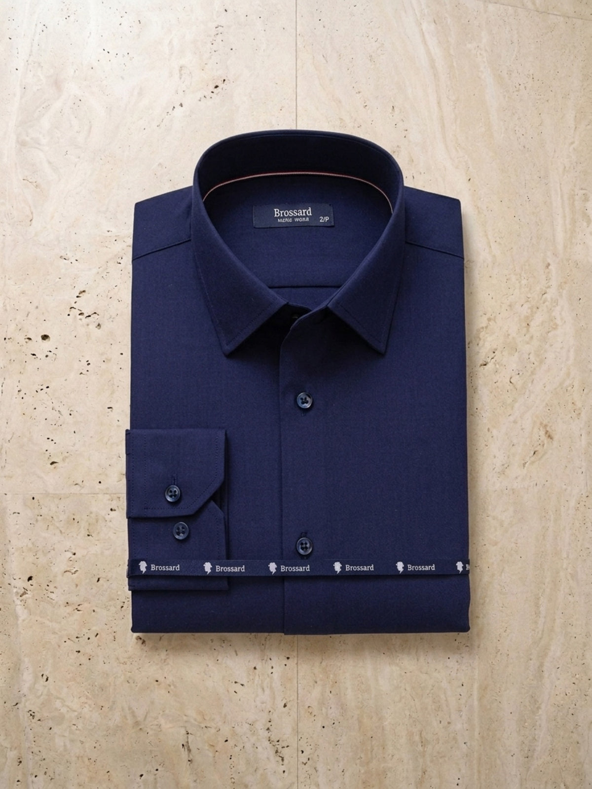 Azul-marinho | Camisa social impermeável Sartong 3x Shield azul-marinho – peça sozinha vista de cima