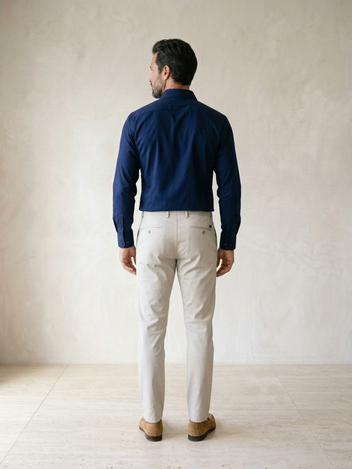 Azul-marinho | Camisa social impermeável Sartong 3x Shield azul-marinho – vista de costas