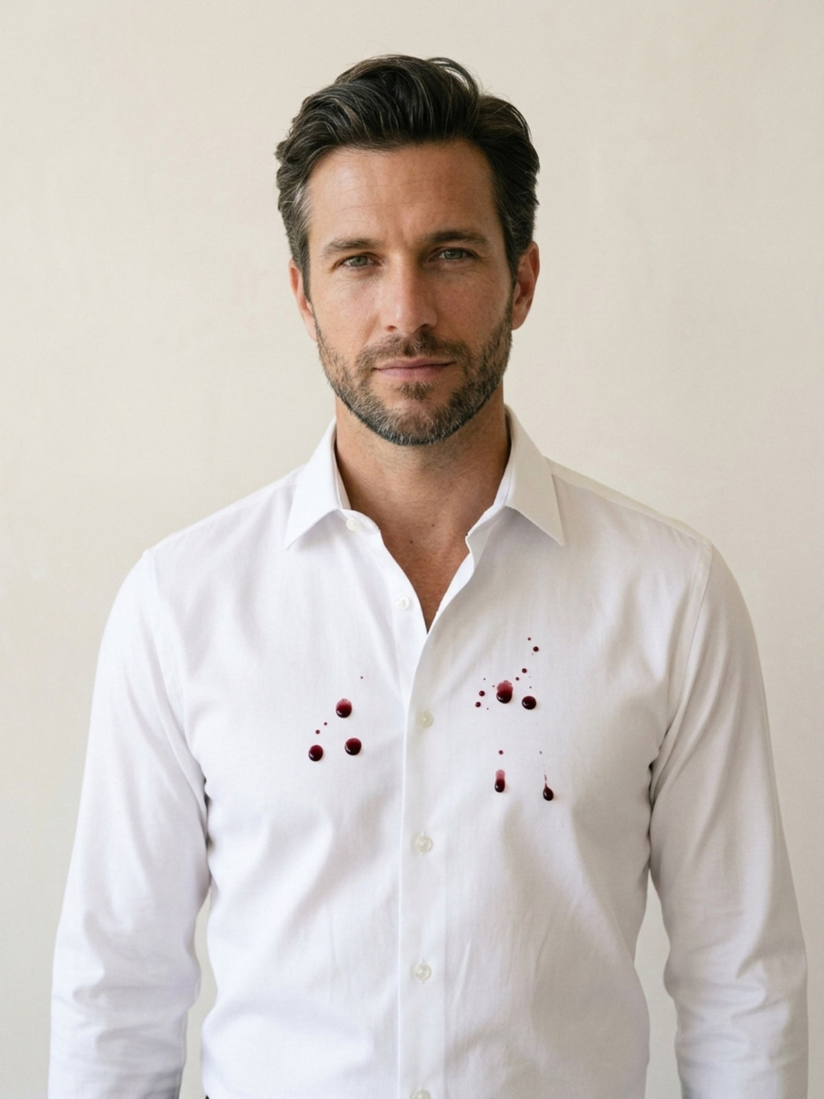 Branco | Camisa social impermeável Sartong 3x Shield branco – vinho forma gotas e não mancha o tecido