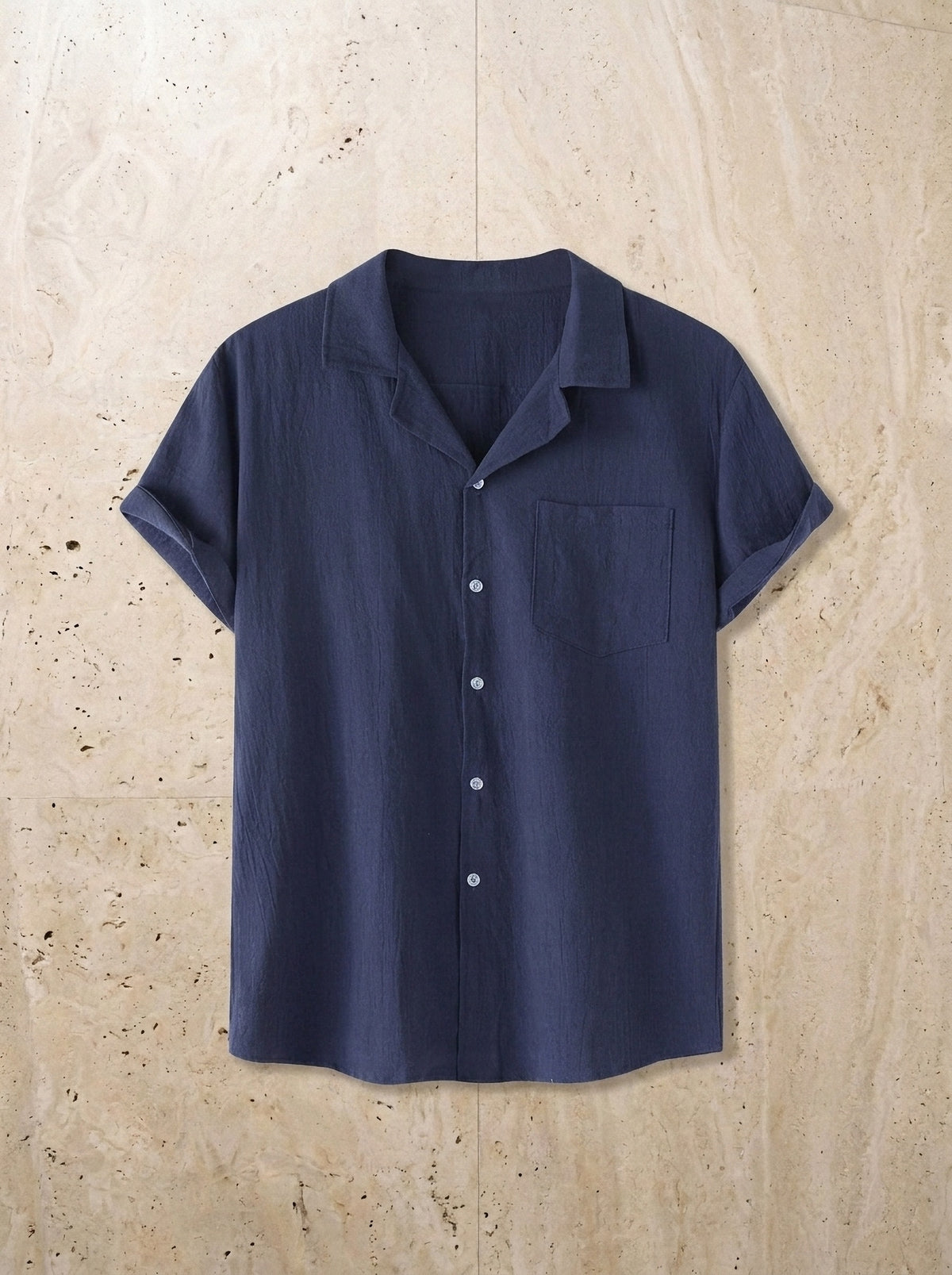Azul | Camisa de algodão Albufeira azul – peça sozinha vista de cima