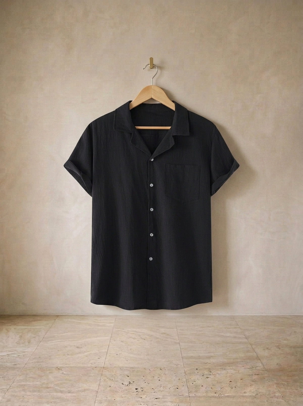 Preto | Camisa de algodão Albufeira preto – peça sozinha, foto de produto