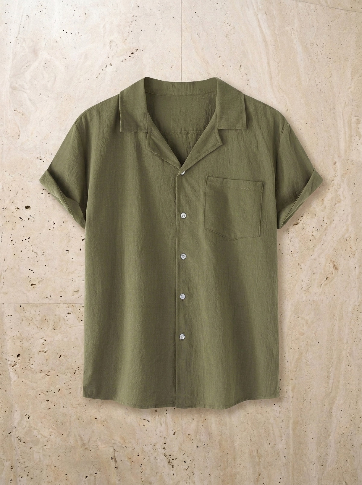 Verde | Camisa de algodão Albufeira verde – peça sozinha vista de cima