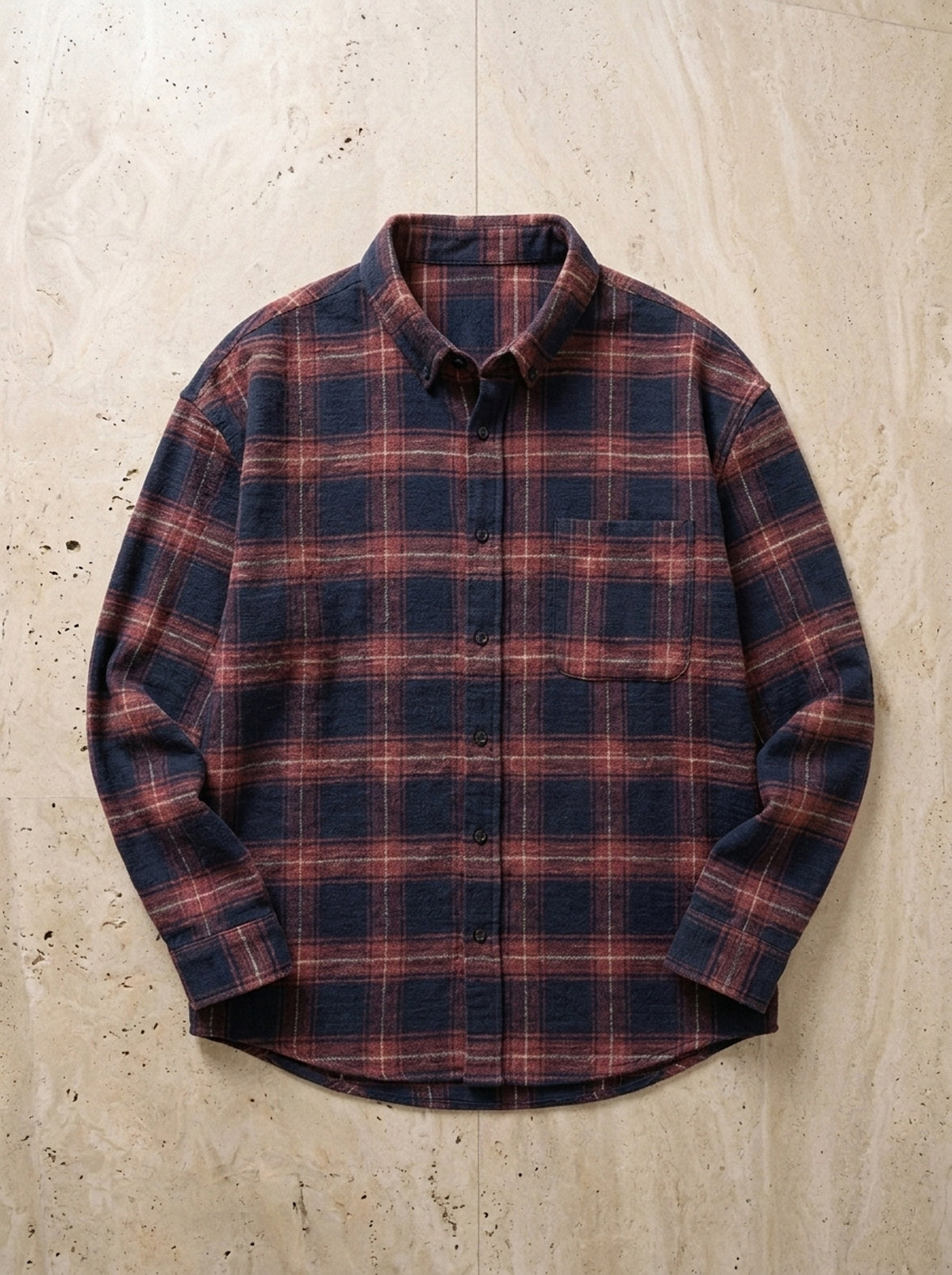 Vermelho | Camisa de flanela xadrez Altea vermelho – peça sozinha vista de cima