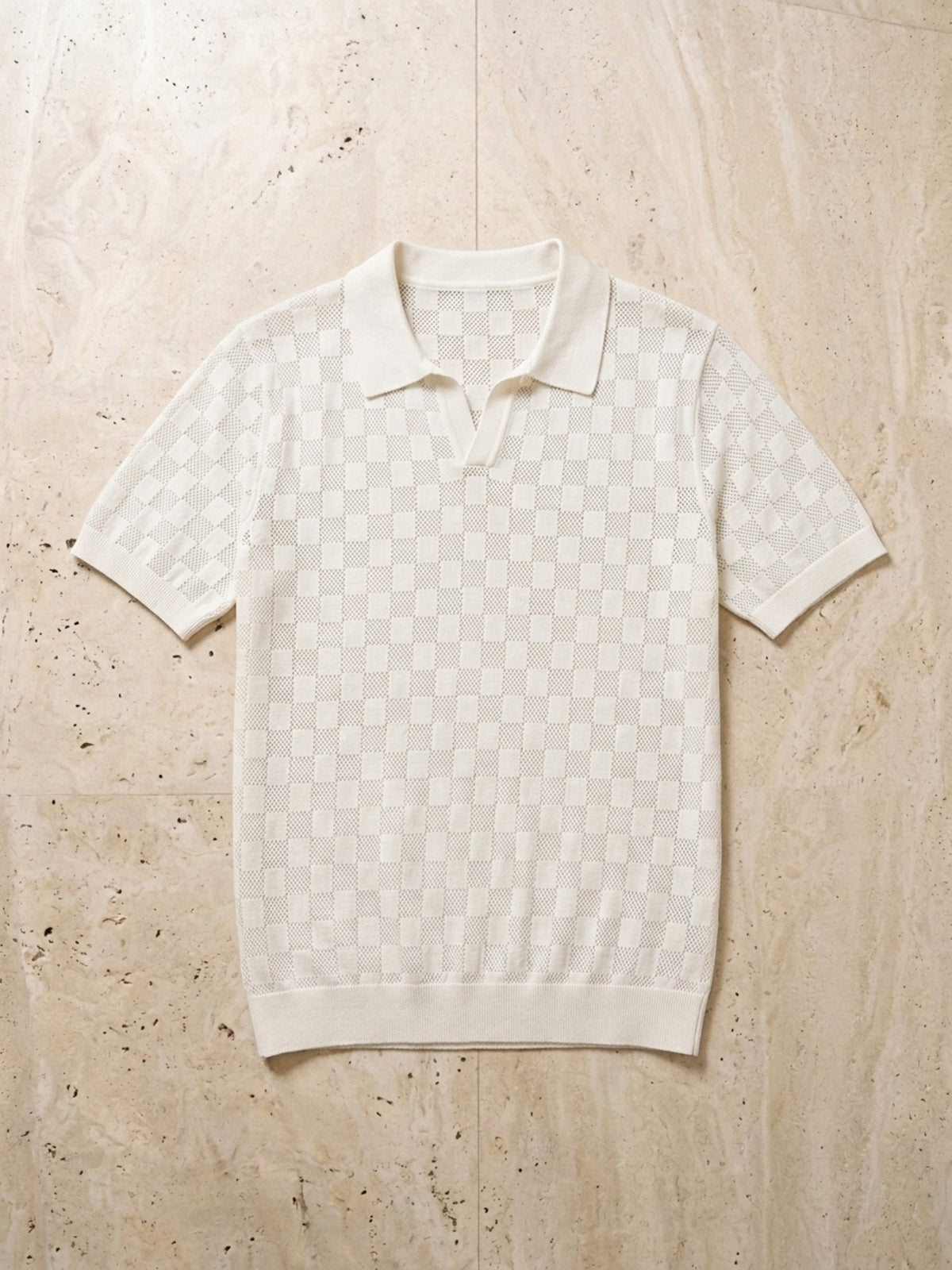 Branco | Camisa polo de tricô slim Sartong Amboise branco – peça sozinha vista de cima