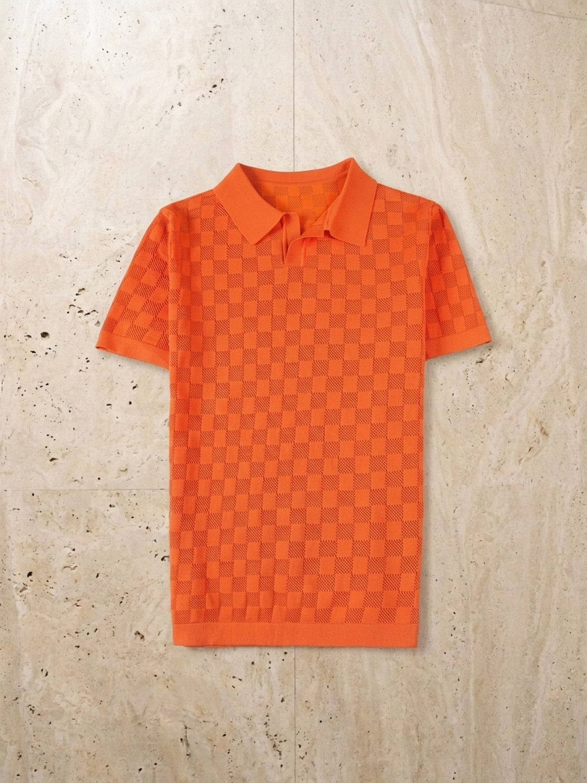 Laranja | Camisa polo de tricô slim Sartong Amboise laranja – peça sozinha vista de cima