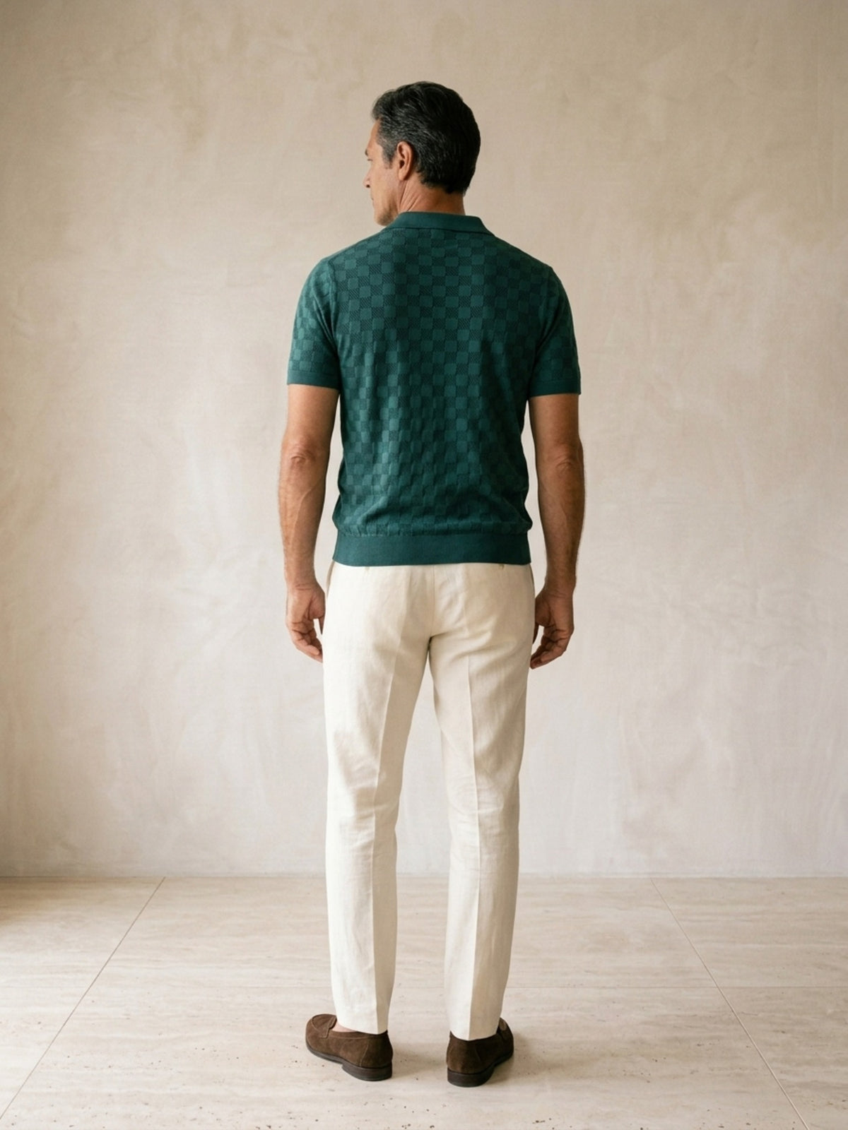 Verde | Camisa polo de tricô slim Sartong Amboise verde – vista de costas