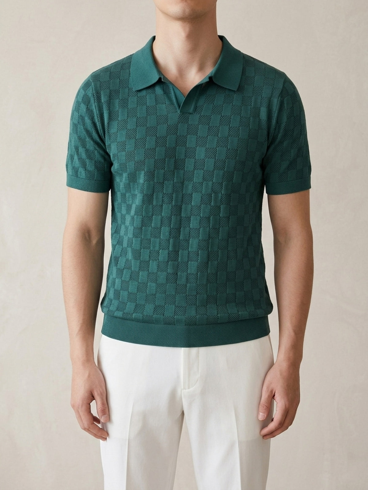 Verde | Camisa polo de tricô slim Sartong Amboise verde – peça no corpo, foto de produto