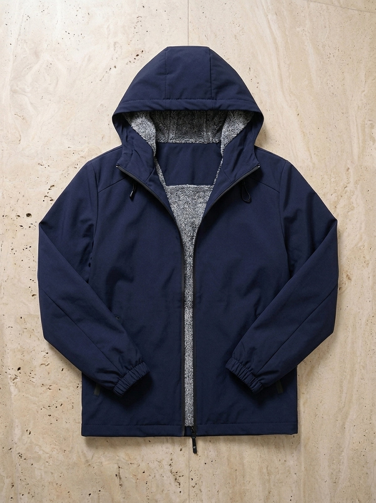 Azul | Jaqueta com capuz forrada de fleece Amersfoort azul – peça sozinha vista de cima