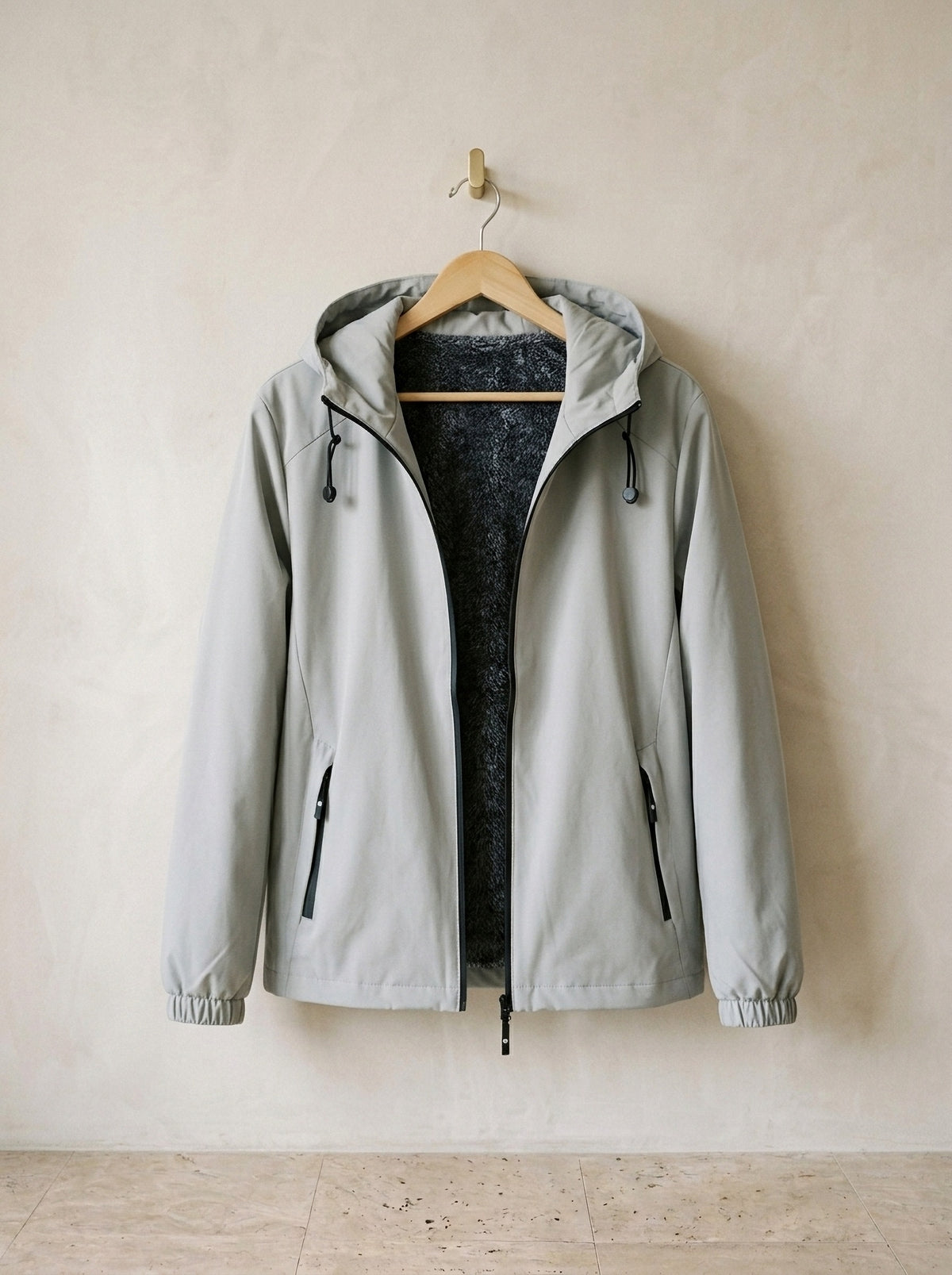 Cinza | Jaqueta com capuz forrada de fleece Amersfoort cinza – peça sozinha, foto de produto