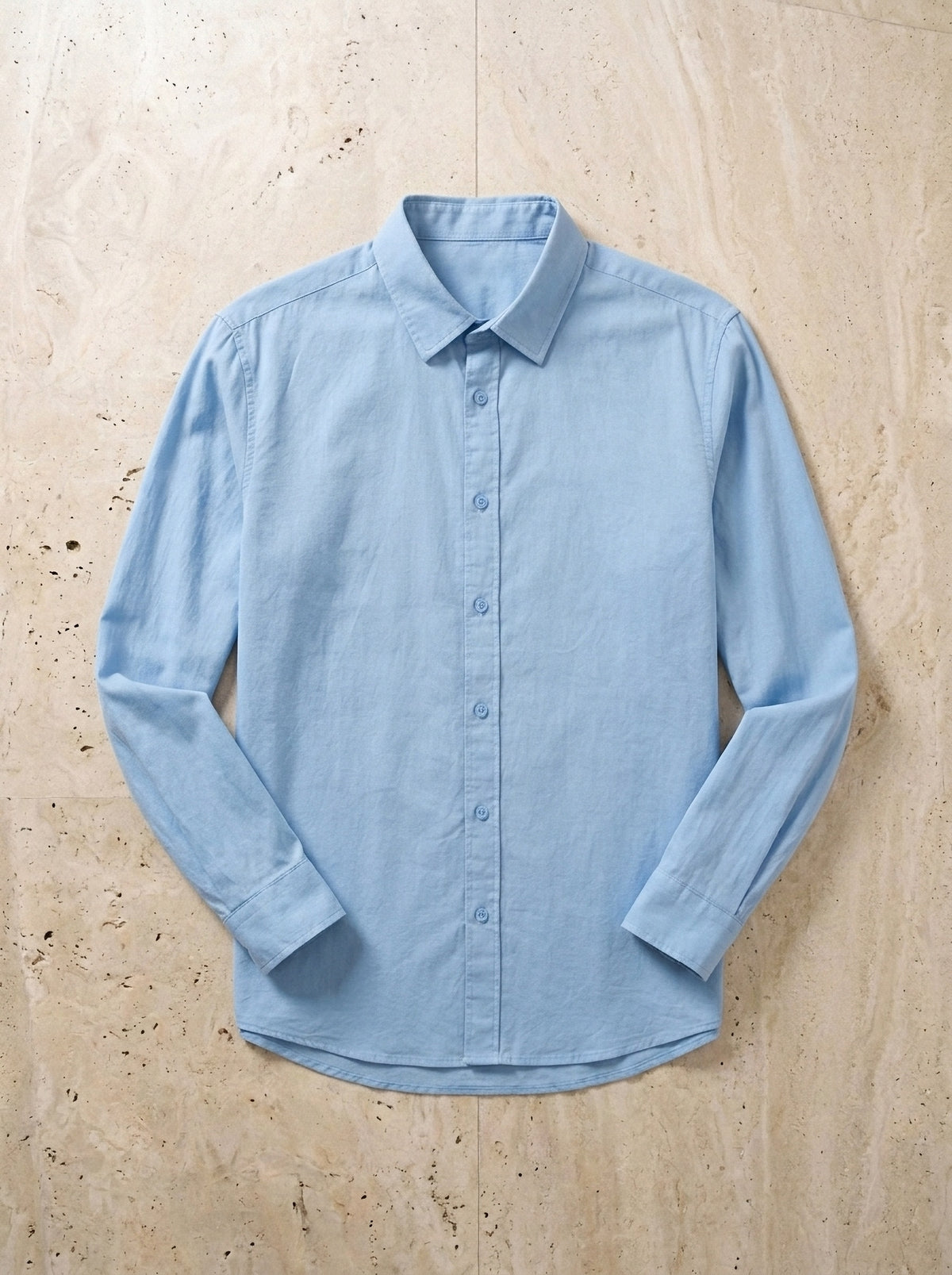 Azul | Camisa slim Annecy azul – peça sozinha vista de cima
