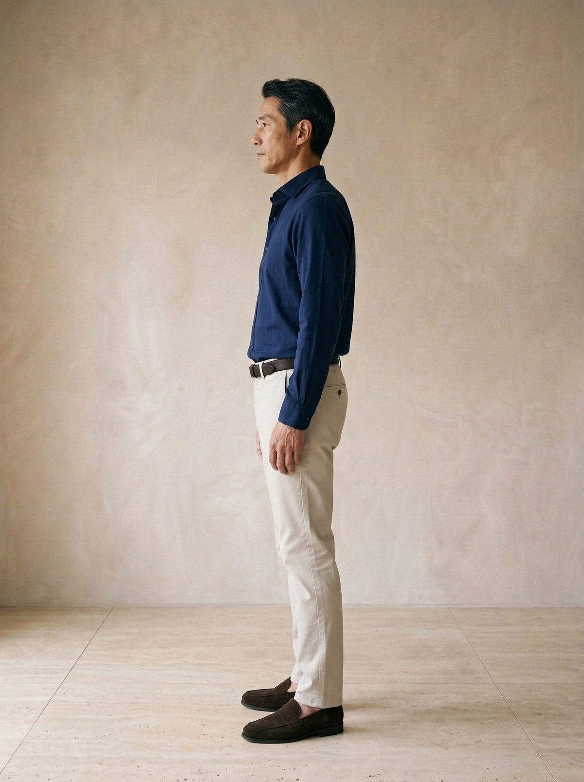 Azul-marinho | Camisa slim Annecy azul-marinho – vista de perfil