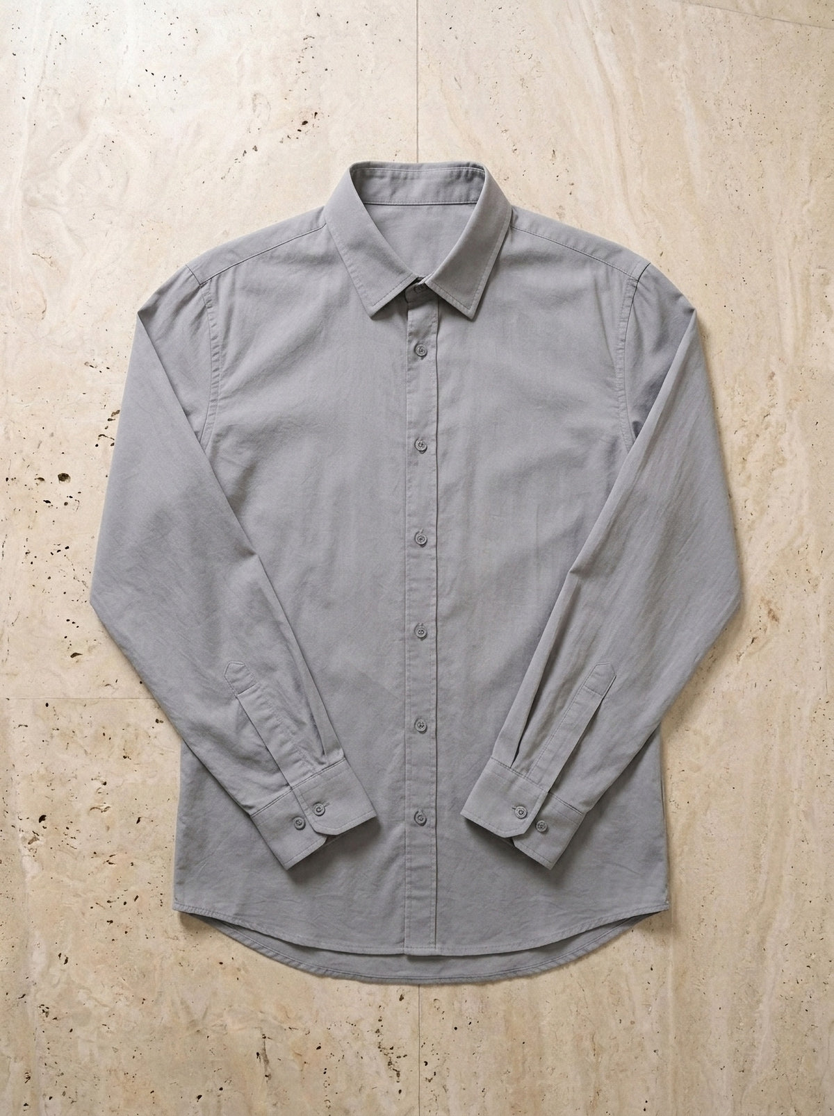 Cinza | Camisa slim Annecy cinza – peça sozinha vista de cima