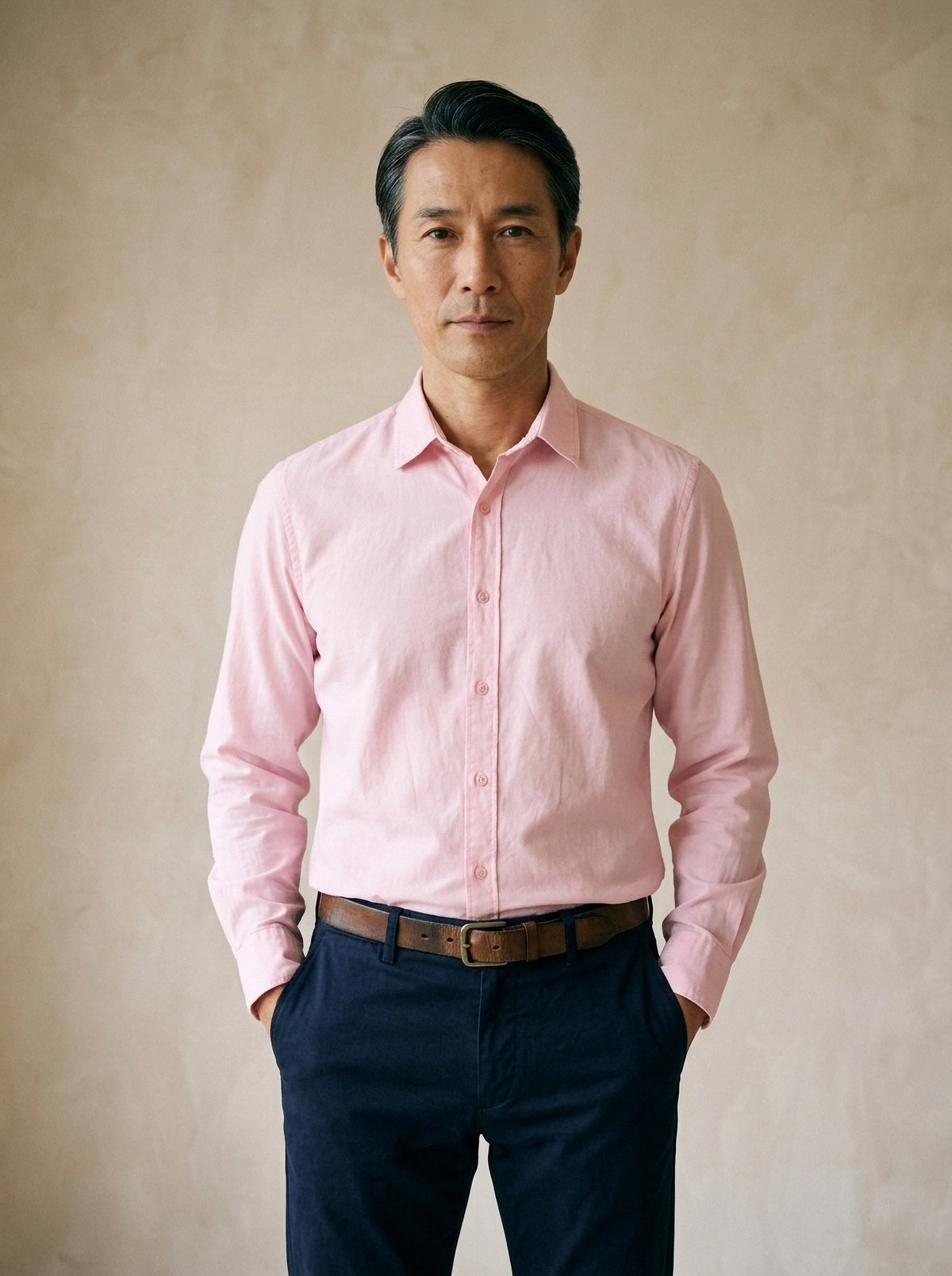 Rosa | Camisa slim Annecy rosa – vista de frente, recorte próximo