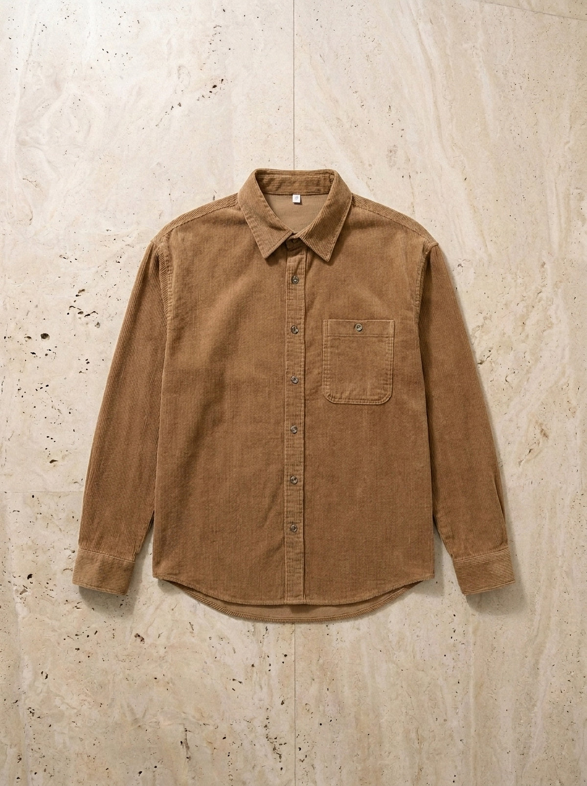 Caramelo | Camisa de veludo manga longa Antibes caramelo – peça sozinha vista de cima