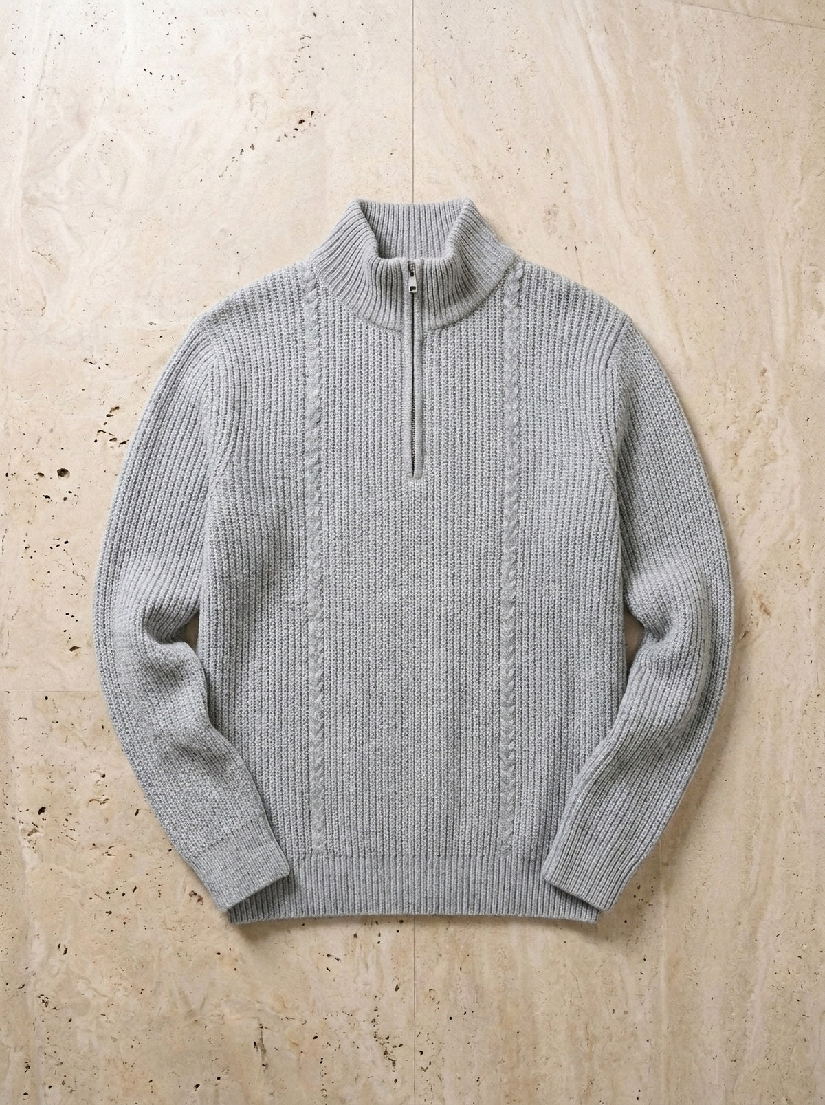 Cinza | Suéter de tricot Argentière cinza – peça sozinha vista de cima