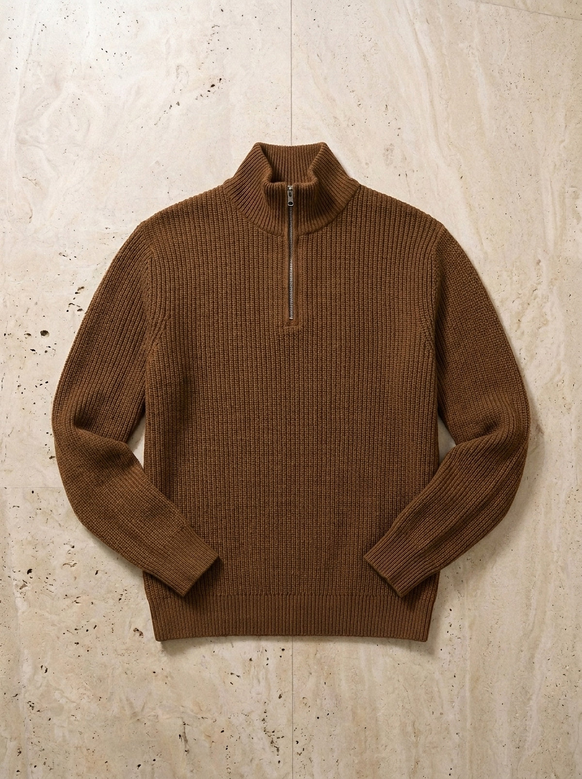 Marrom | Suéter de tricot Argentière marrom – peça sozinha vista de cima
