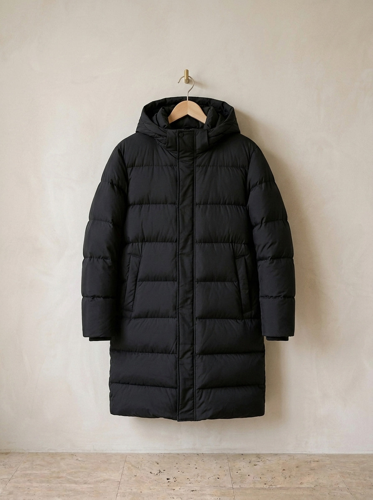 Preto | Jaqueta acolchoada longa Arnhem preto – peça sozinha, foto de produto