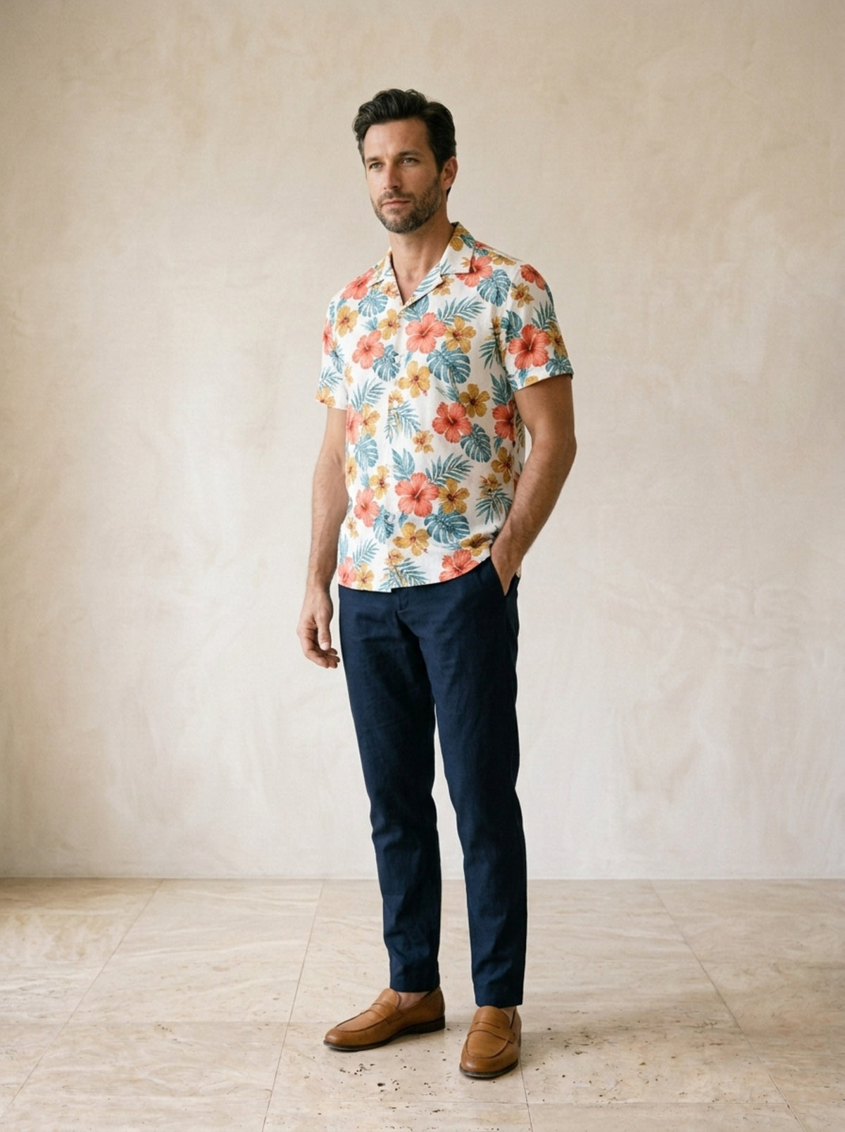 Camisa tropical Assisi – vista três quartos