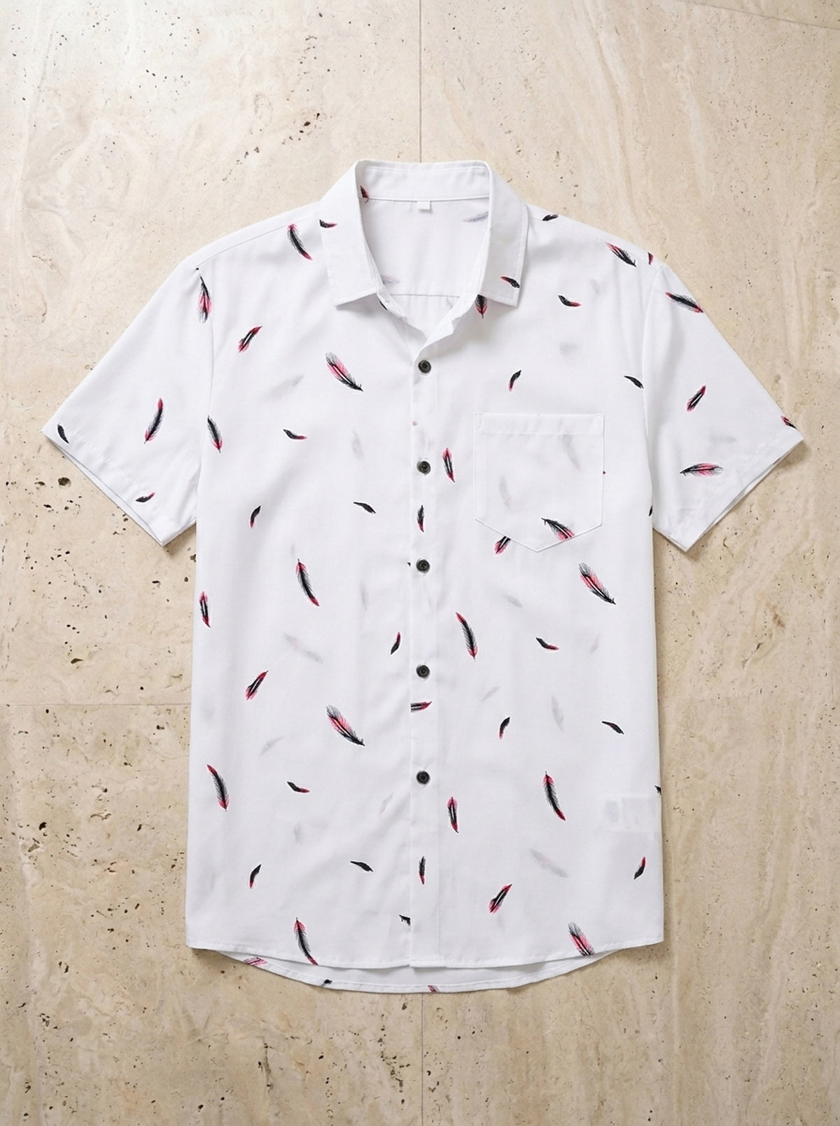 Camisa estampa de penas Avignon – peça sozinha vista de cima