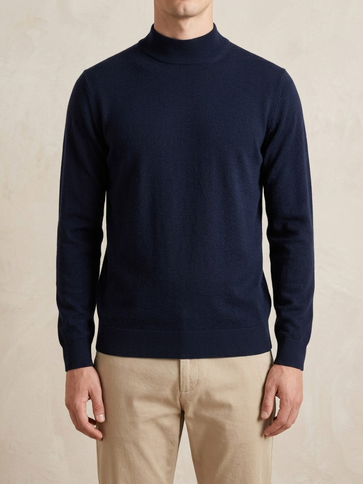 Azul-marinho | Suéter de tricô gola alta Sartong Bad Ragaz azul-marinho – peça no corpo, foto de produto