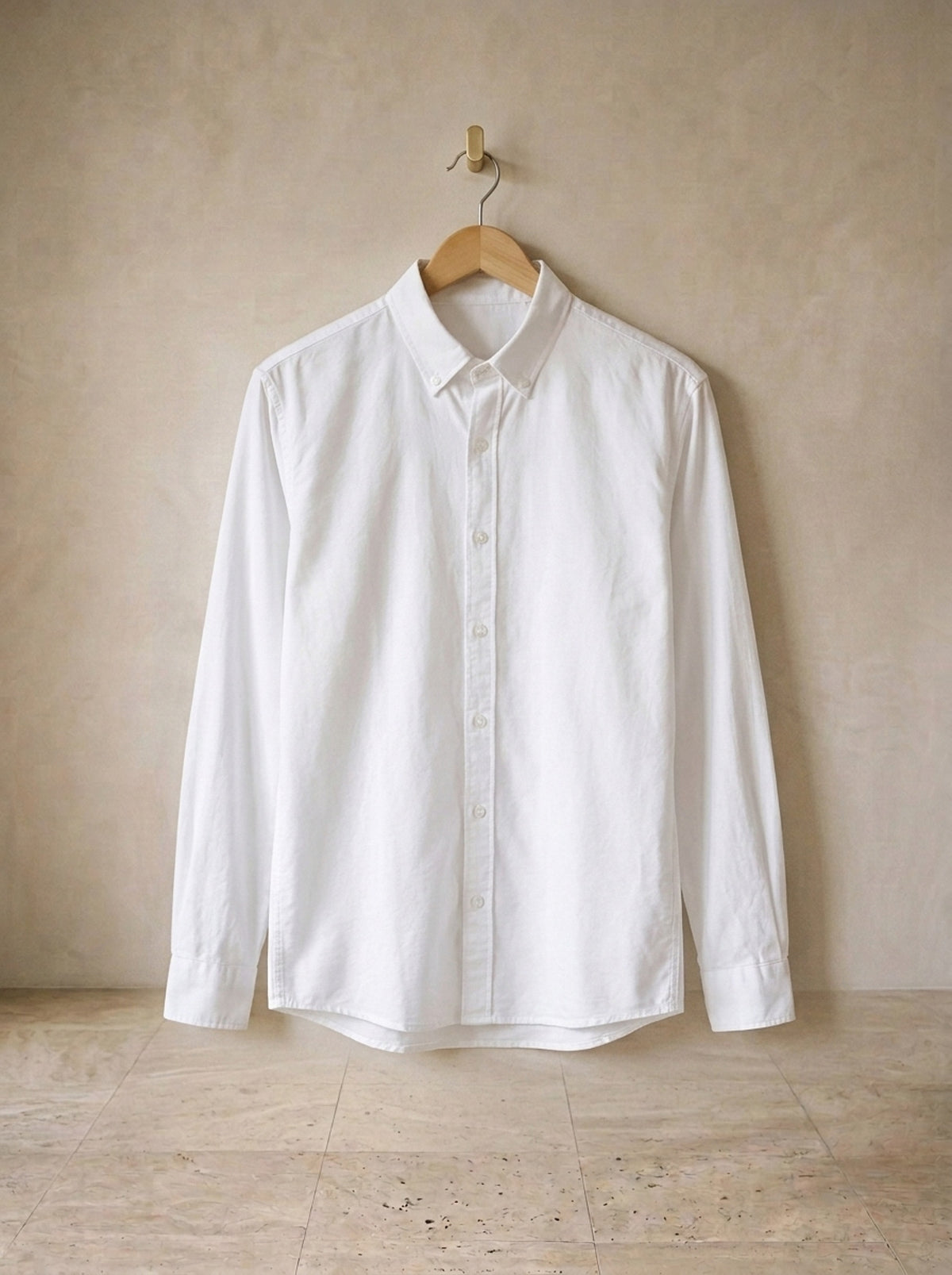 Branco | Camisa oxford gola de botão Balazuc branco – peça sozinha, foto de produto