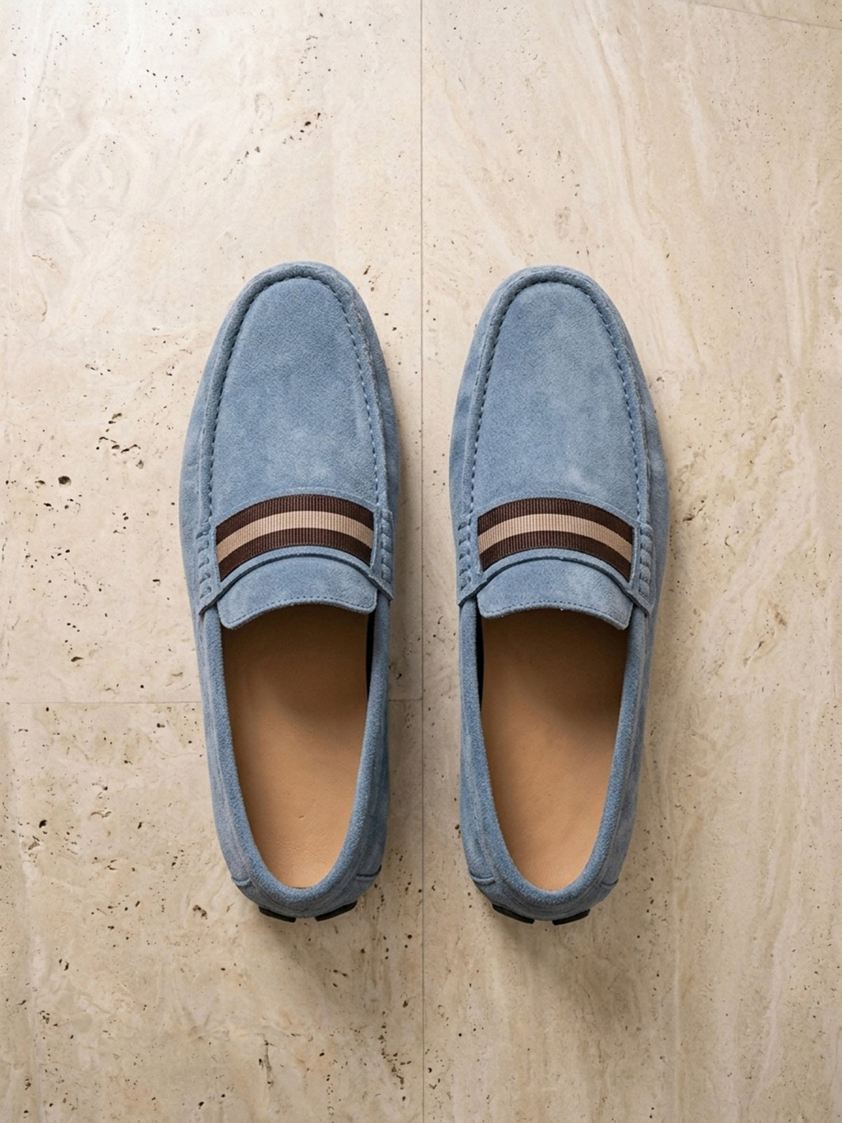 Azul | Mocassim social Sartong Bassano azul – par visto de cima