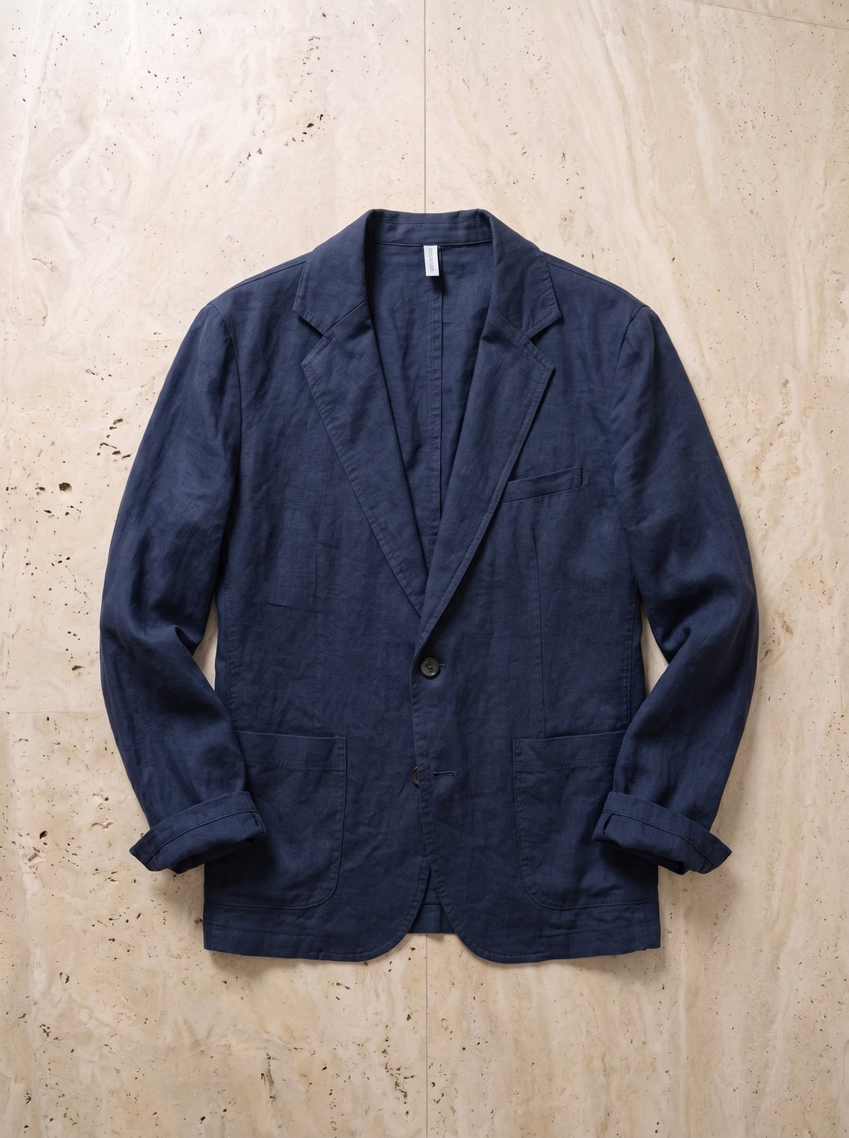 Azul-marinho | Blazer de linho Beaune azul-marinho – peça sozinha vista de cima