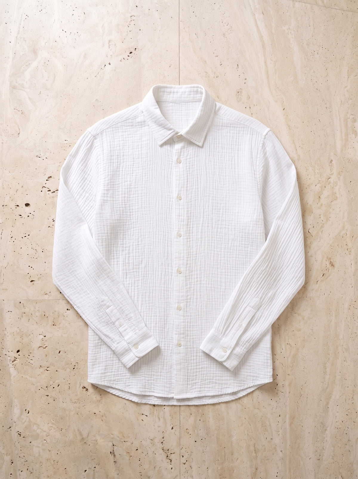 Branco | Camisa slim Belfast branco – peça sozinha vista de cima