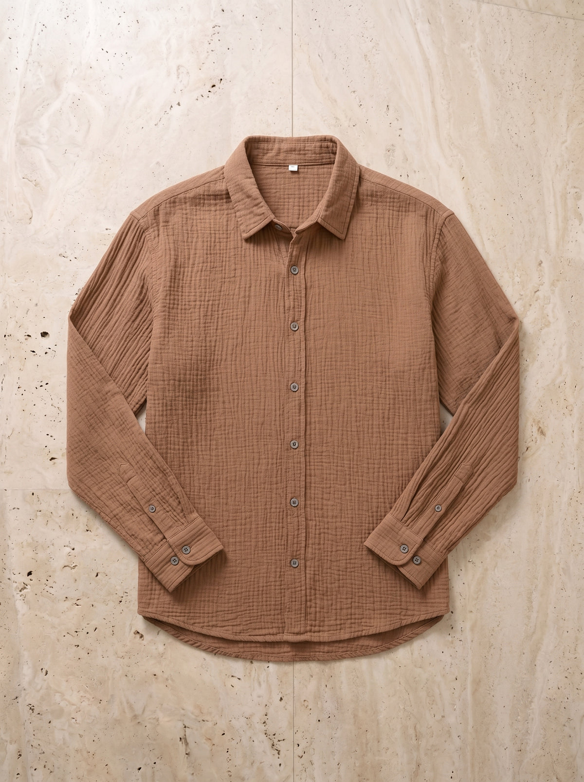 Caramelo | Camisa slim Belfast caramelo – peça sozinha vista de cima