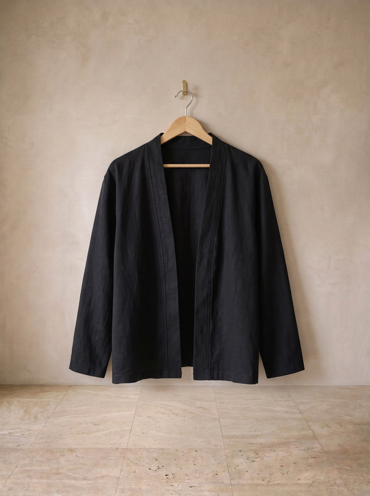 Preto | Cardigan de linho e algodão Bergen preto – peça sozinha, foto de produto