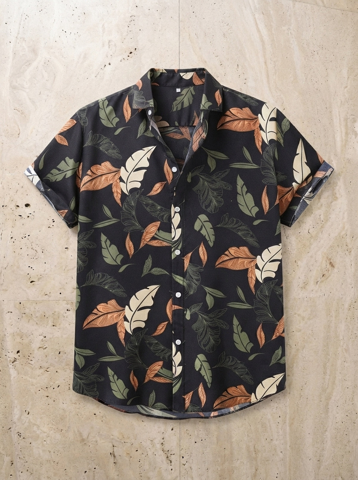 Camisa estampada Besalú preto – peça sozinha vista de cima