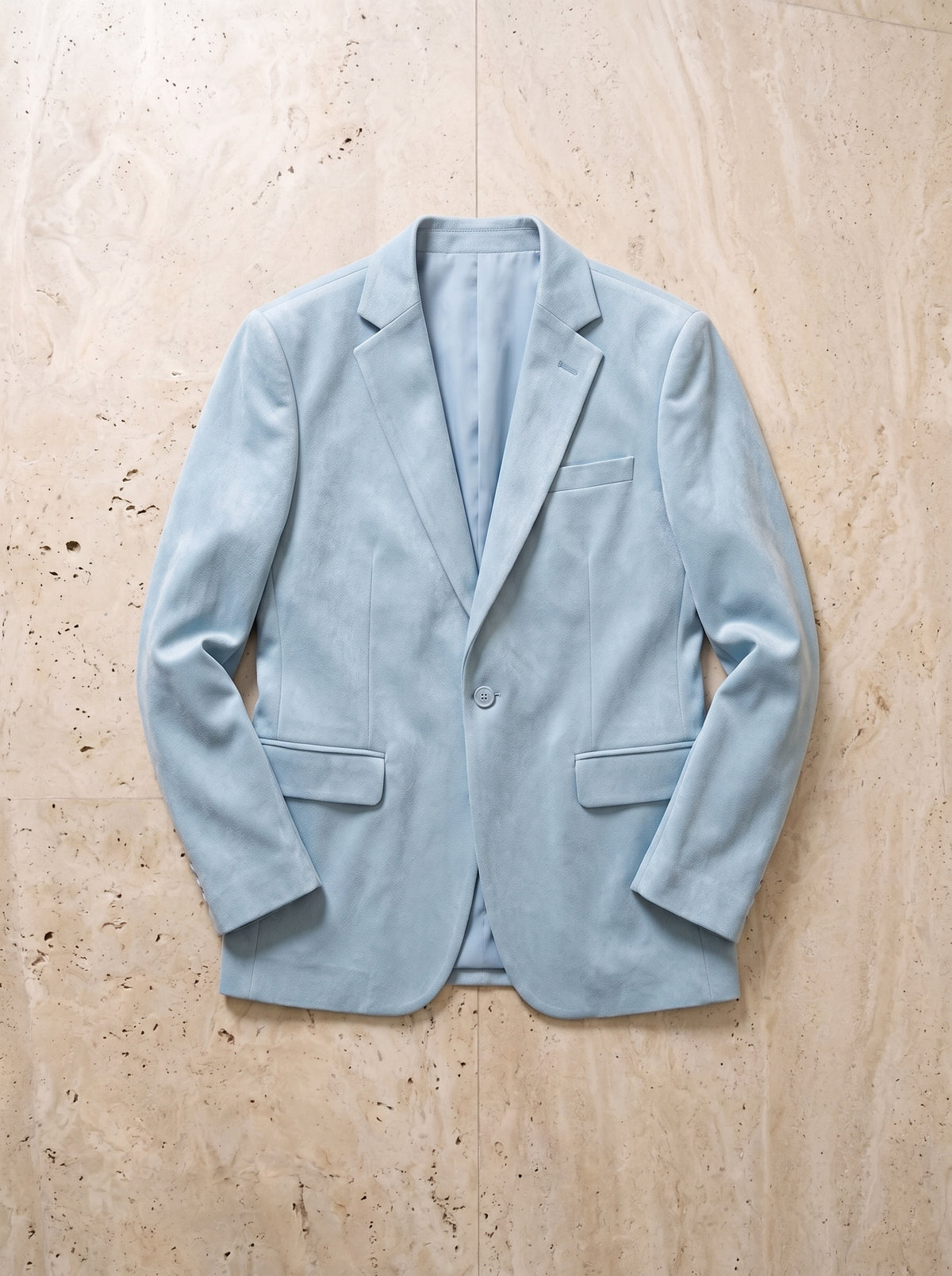 Azul-claro | Blazer de camurça Biarritz azul-claro – peça sozinha vista de cima