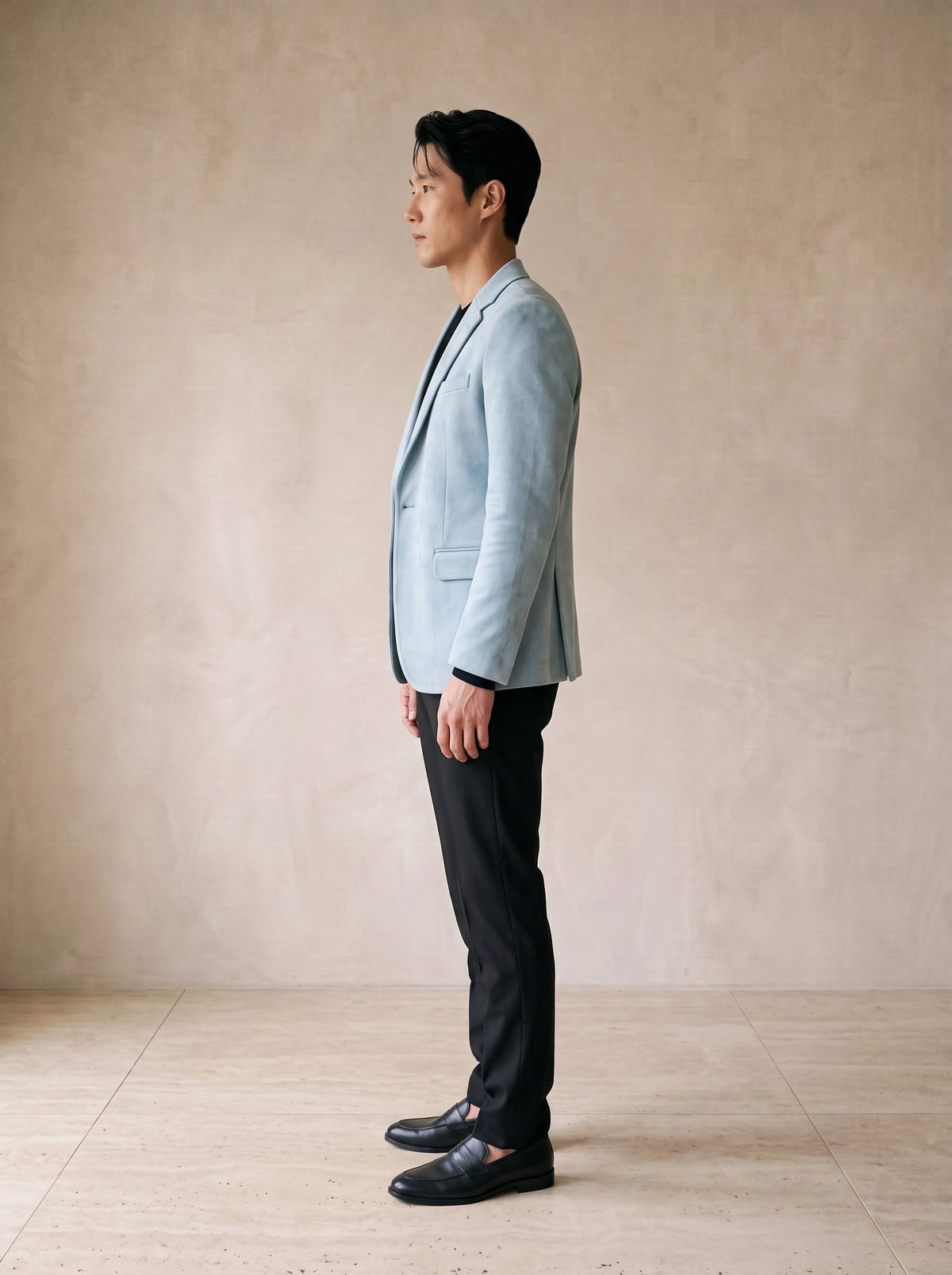 Azul-claro | Blazer de camurça Biarritz azul-claro – vista de perfil