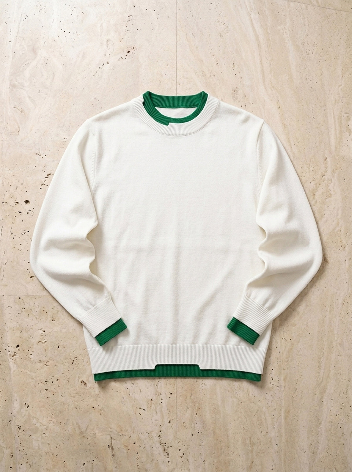 Branco | Suéter slim com detalhe contrastante Blaye branco – peça sozinha vista de cima