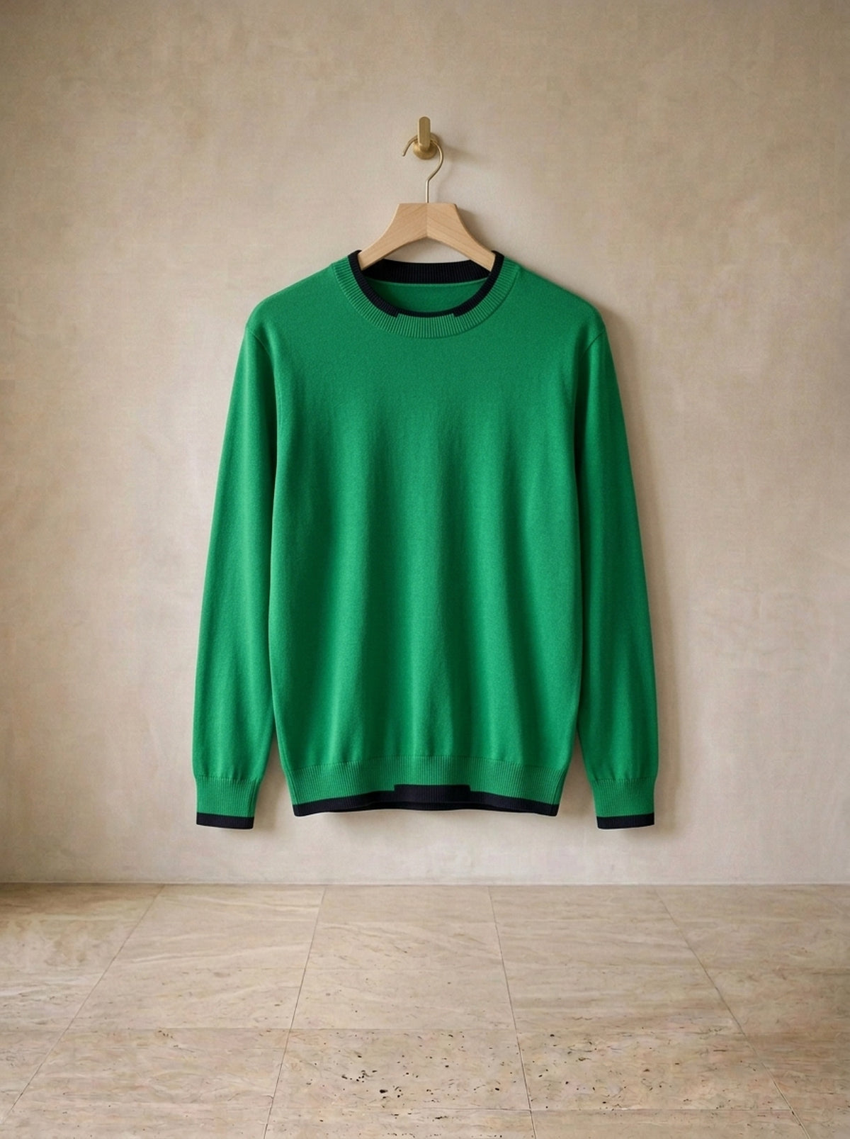 Verde | Suéter slim com detalhe contrastante Blaye verde – peça sozinha, foto de produto