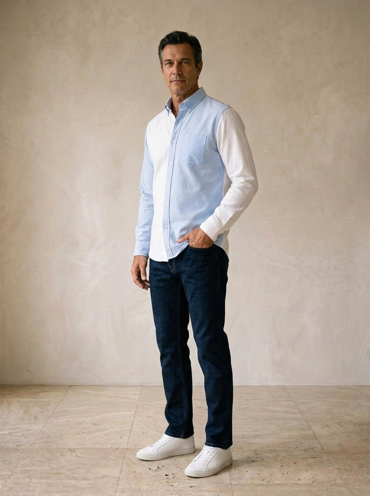 Camisa oxford bicolor Blois – vista três quartos