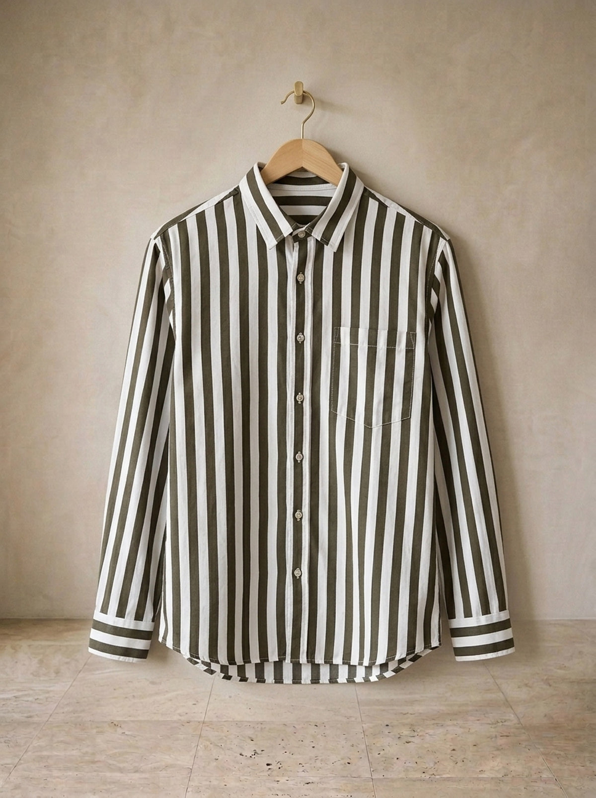 Marrom | Camisa de listras largas Bolonha marrom – peça sozinha, foto de produto