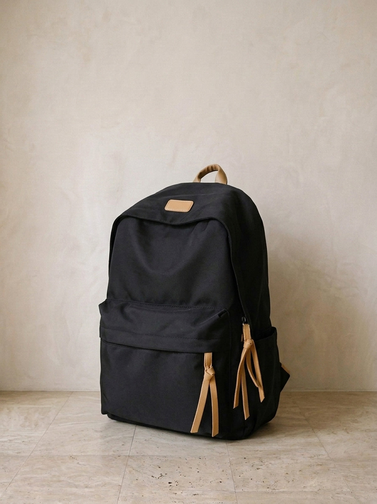 Preto | Mochila de nylon Bolsena preto – vista três quartos