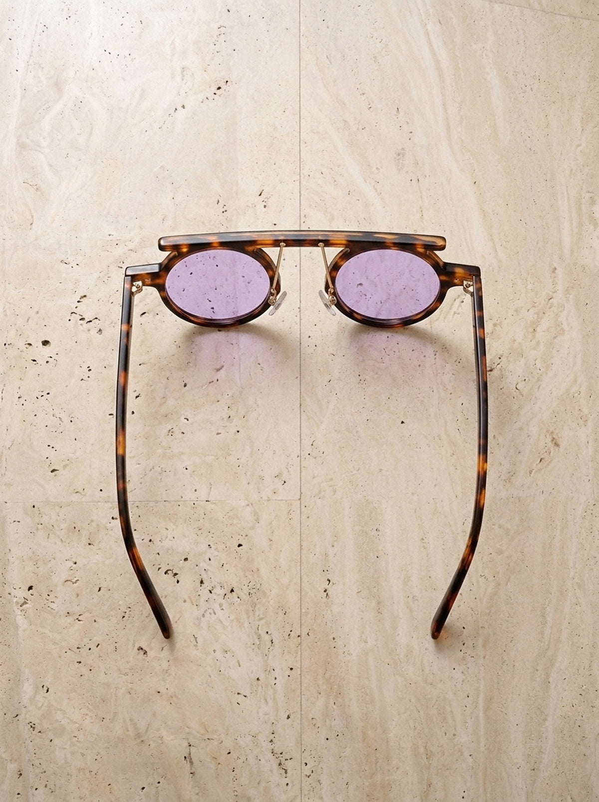 Leopardo/Roxo | Óculos de sol de acetato Bolzano leopardo/roxo – peça sozinha vista de cima