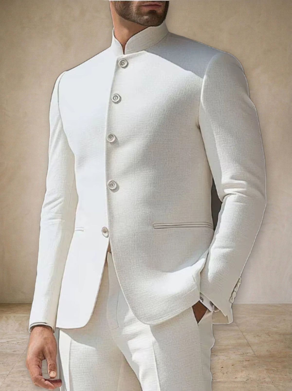 Branco | Terno gola padre Bonifacio branco – foto de produto