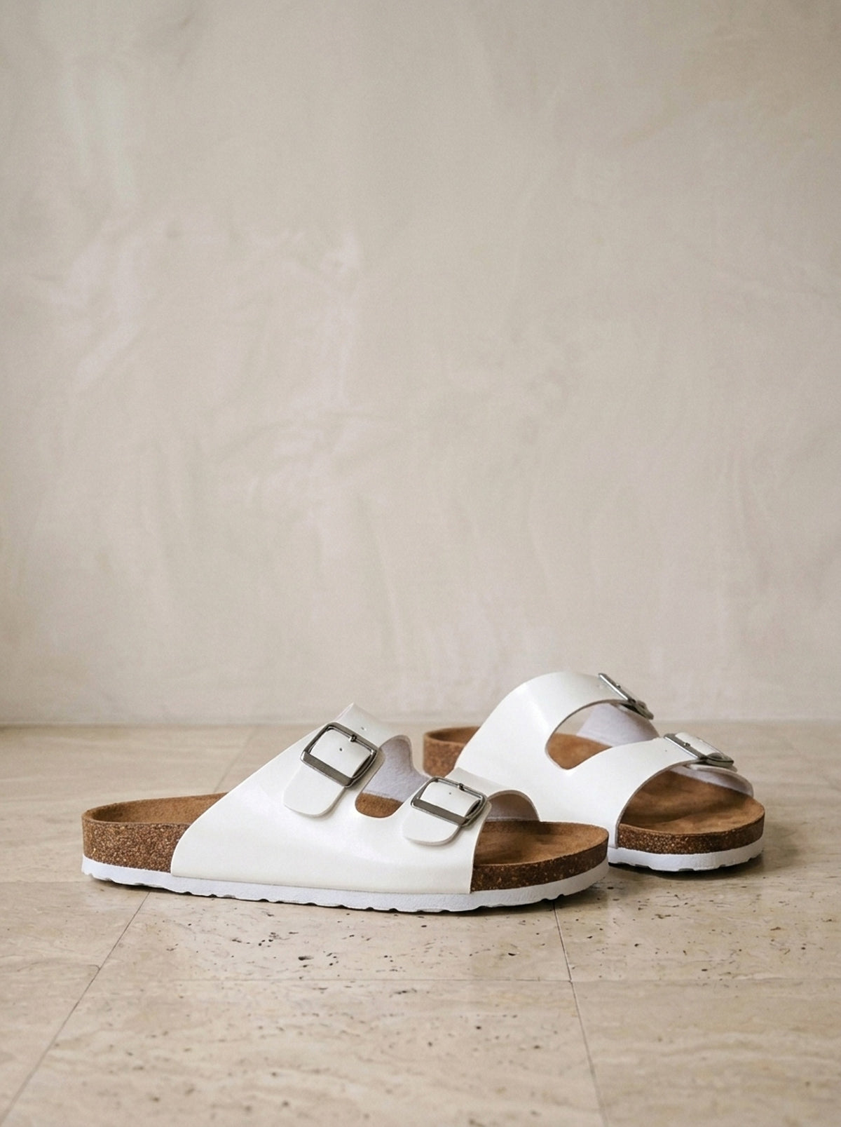 Branco | Sandália de cortiça Bormio branco – par de lado, foto de produto