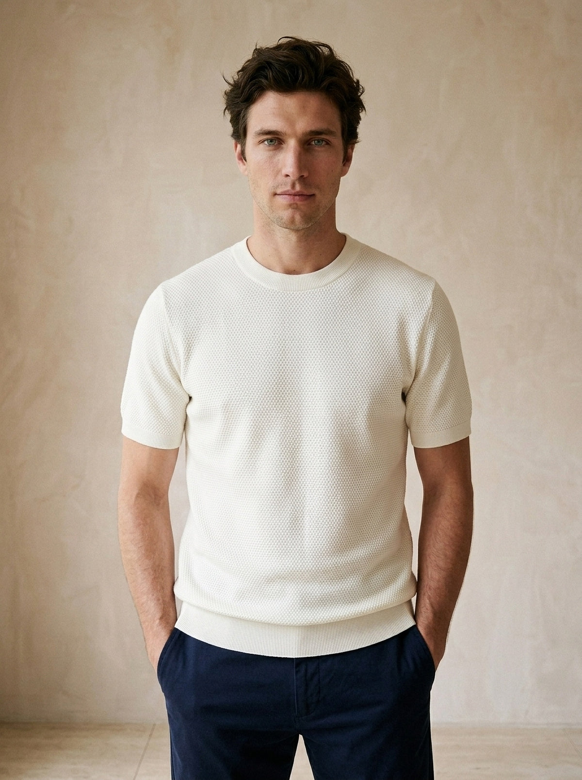 Branco | Camiseta de algodão slim Bosa branco – vista de frente, recorte próximo