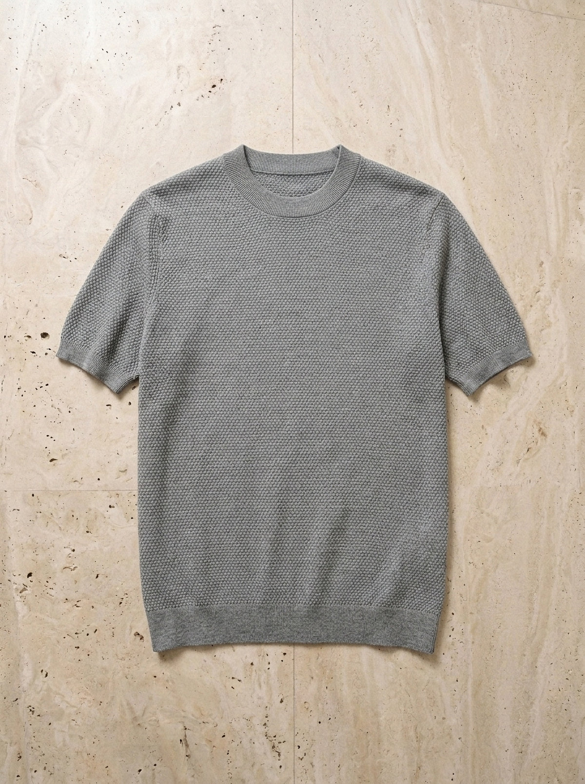Cinza | Camiseta de algodão slim Bosa cinza – peça sozinha vista de cima