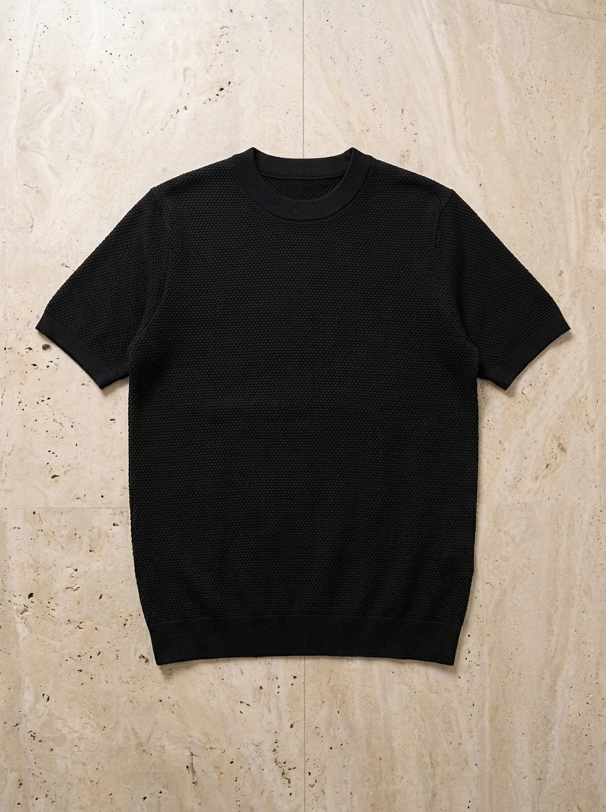 Preto | Camiseta de algodão slim Bosa preto – peça sozinha vista de cima
