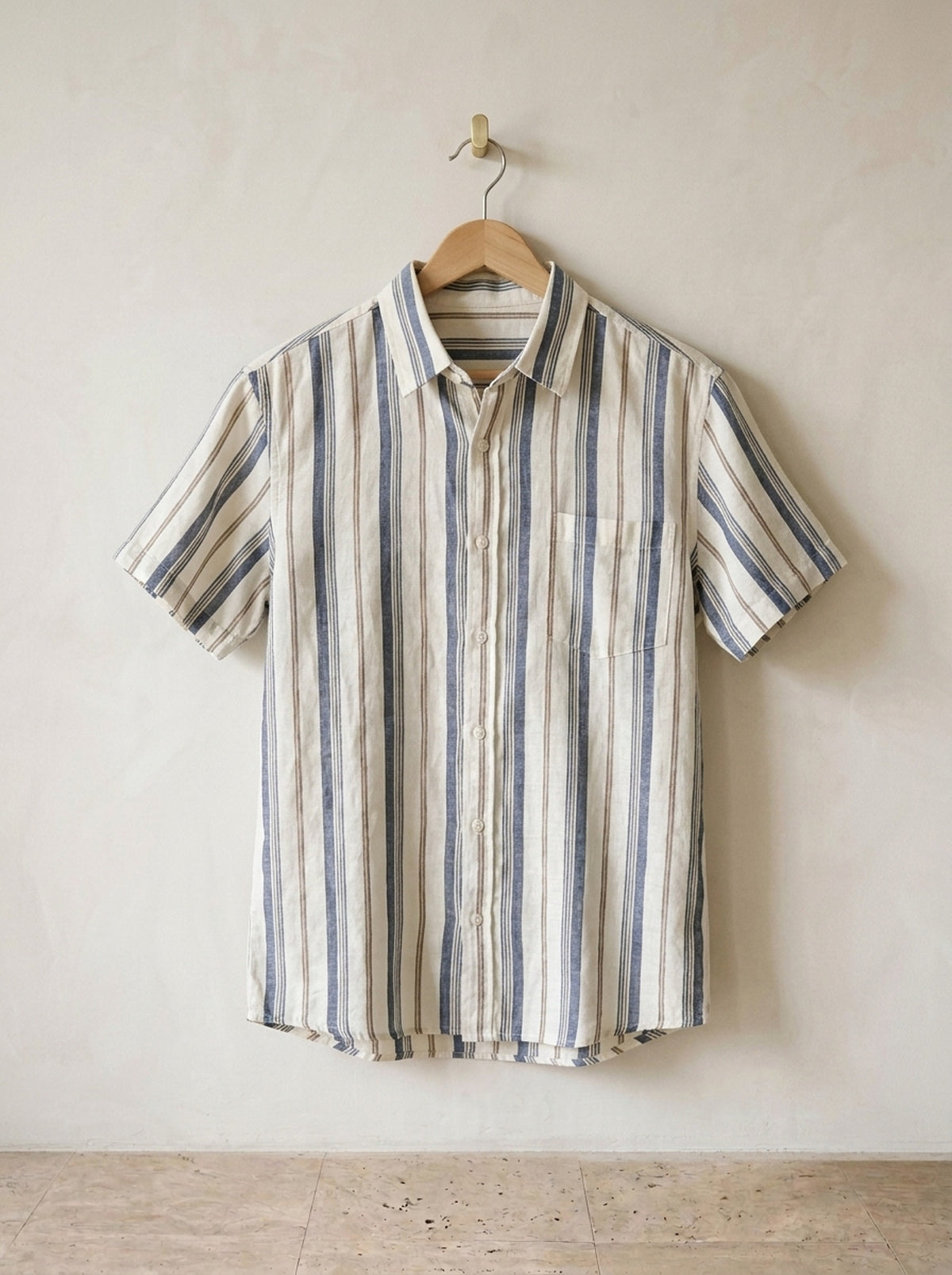 Azul | Camisa de linho listrada Brno azul – peça sozinha, foto de produto