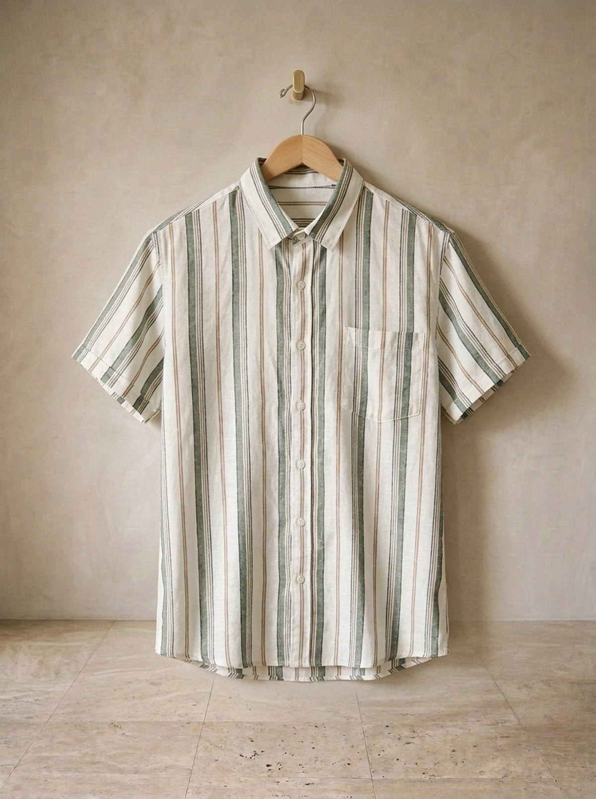 Verde | Camisa de linho listrada Brno verde – peça sozinha, foto de produto