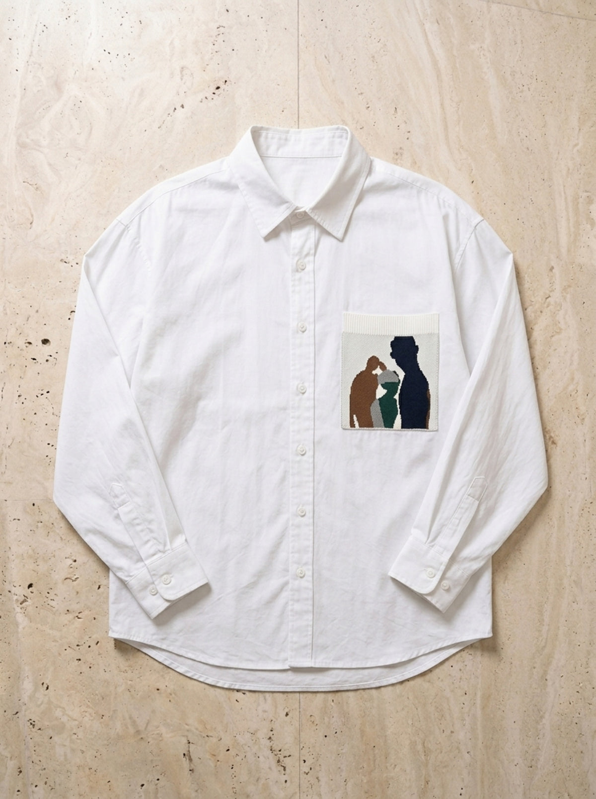 Branco | Camisa manga longa com bolso estampado Cádiz branco – peça sozinha vista de cima