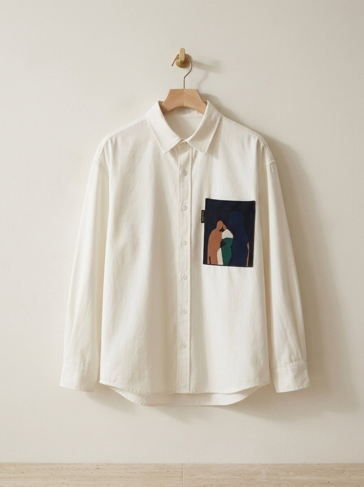 Branco | Camisa manga longa com bolso estampado Cádiz branco – peça sozinha, foto de produto
